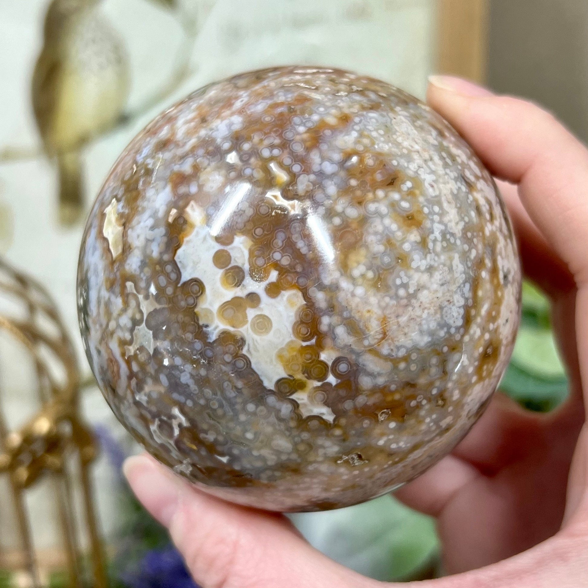 Large Veinless Ocean Jasper Sphere | Druzy Ocean Jasper