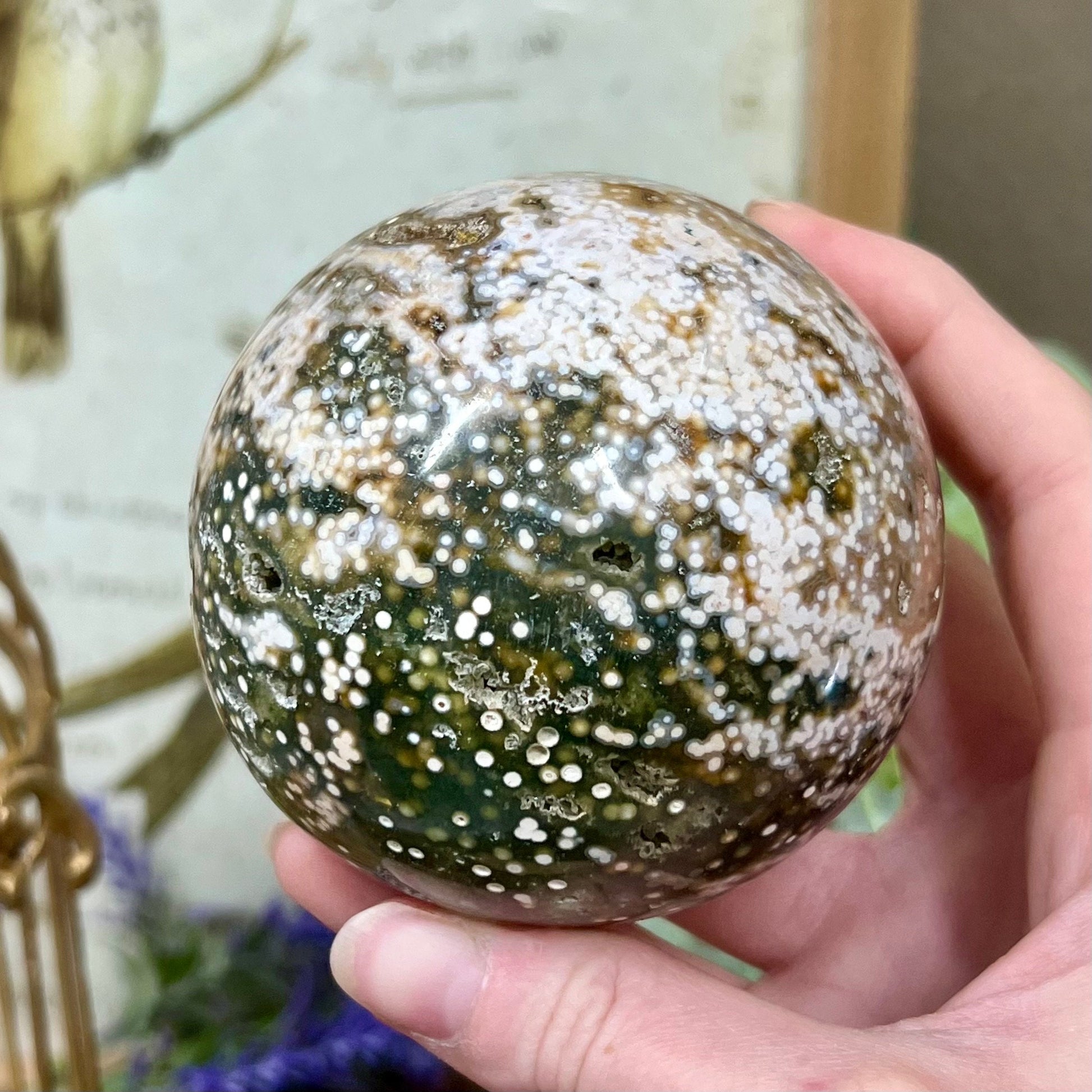 Large Veinless Ocean Jasper Sphere | Druzy Ocean Jasper