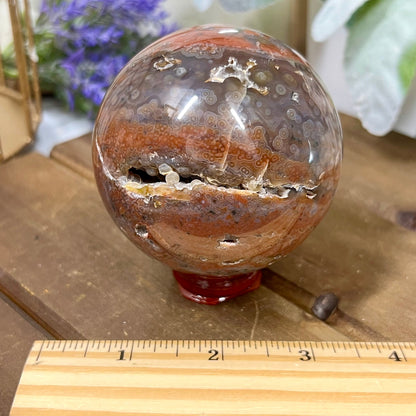 Veinless Ocean Jasper Sphere | Red Ocean Jasper