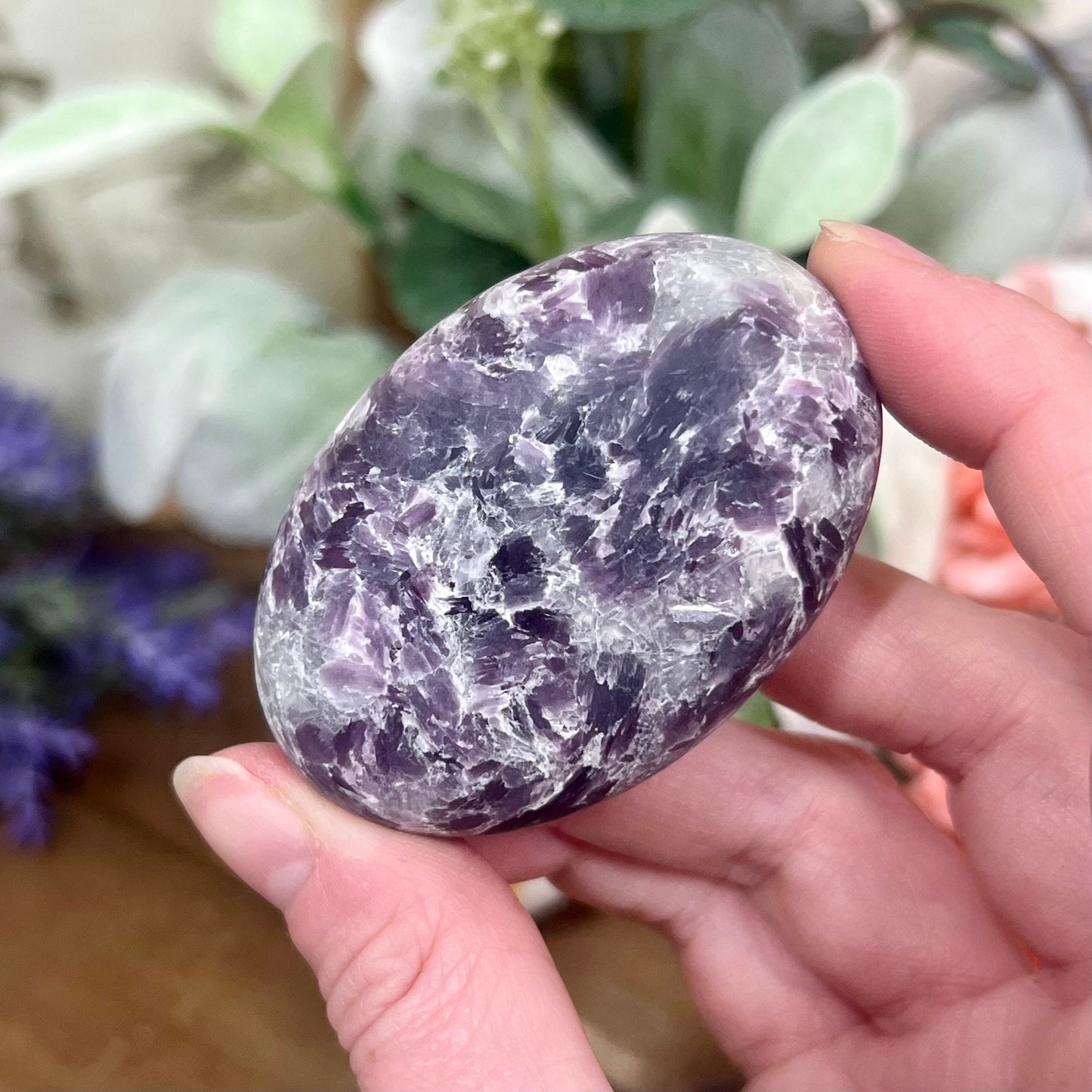 Purple Mica Palm Stone | Lepidolite Palm