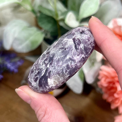 Purple Mica Palm Stone | Lepidolite Palm