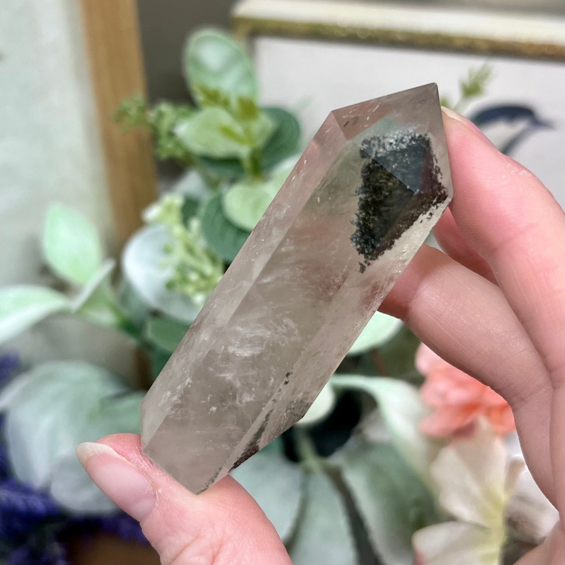 High Quality Black Rutile and Green Chlorite in Quartz Tower | Tourmalinated Quartz