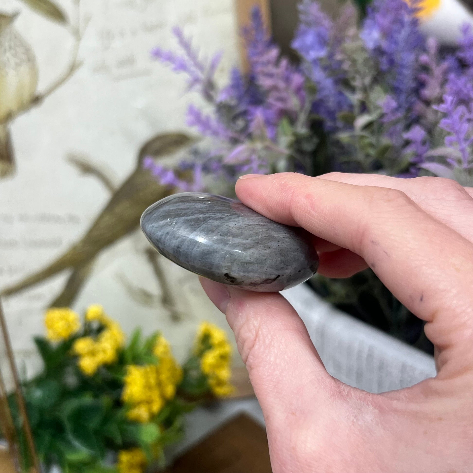 Silver Labradorite Palm Stone | Purple Lab Palm