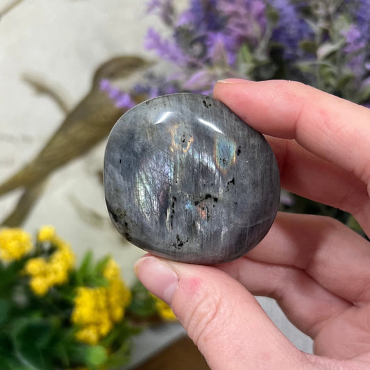 Silver Labradorite Palm Stone | Purple Lab Palm