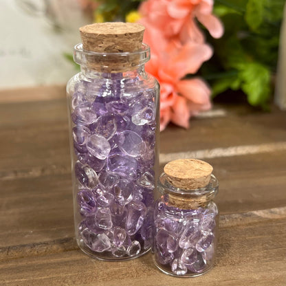 High Quality Amethyst Chips in Glass Bottle | Brazilian Amethyst