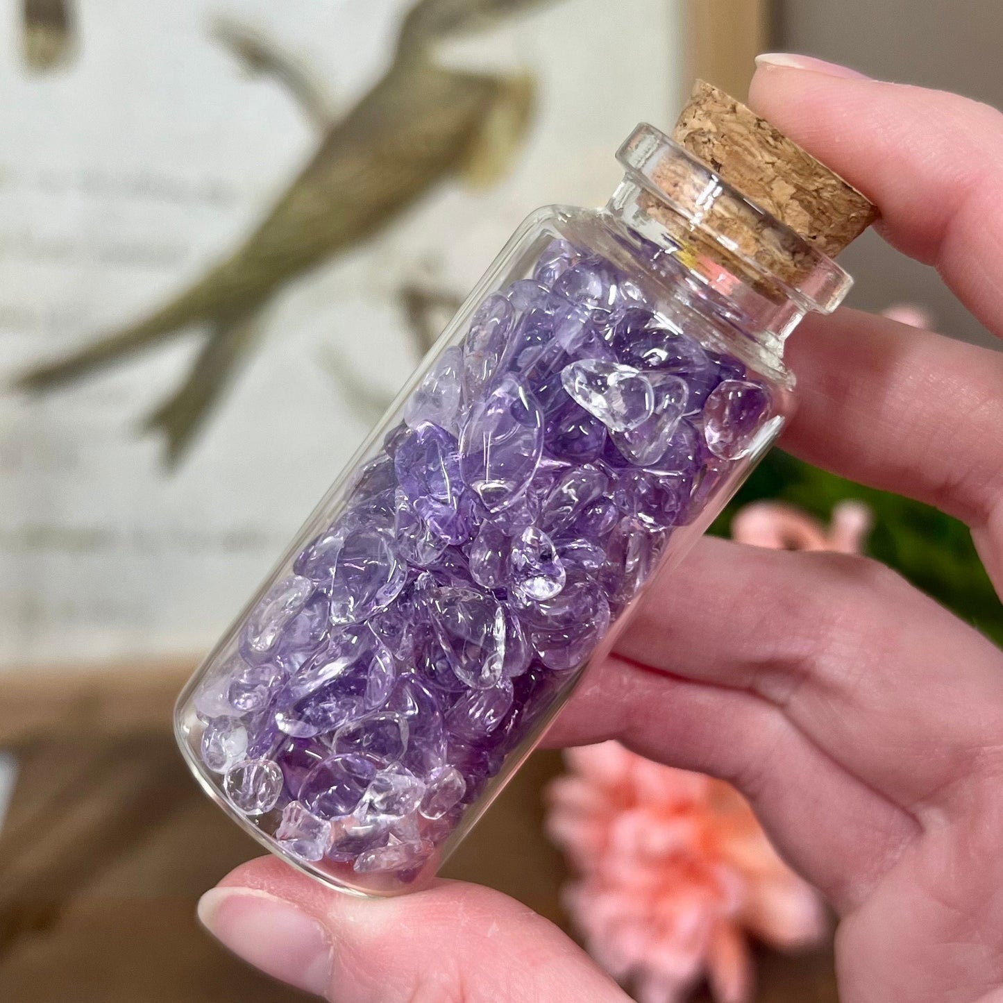 High Quality Amethyst Chips in Glass Bottle | Brazilian Amethyst