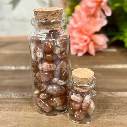 High Quality Sunstone Chips in Glass Bottle | Confetti Sunstone