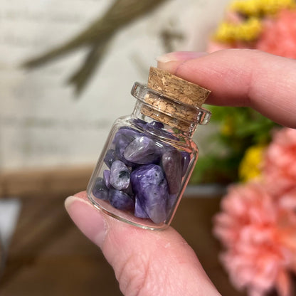 Charoite Chips in Glass Bottle