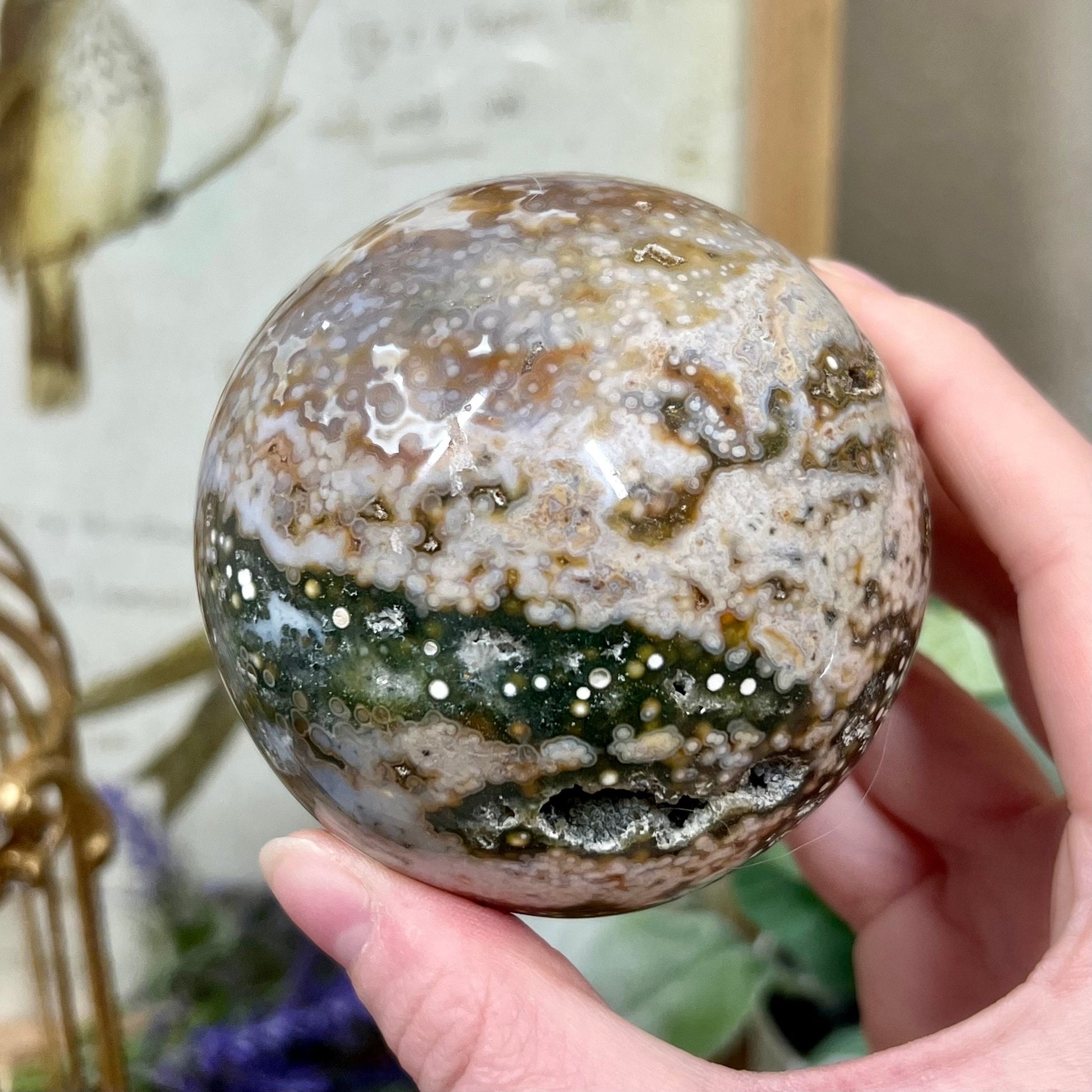 Large Veinless Ocean Jasper Sphere | Druzy Ocean Jasper