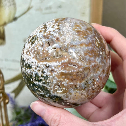 Large Veinless Ocean Jasper Sphere | Druzy Ocean Jasper