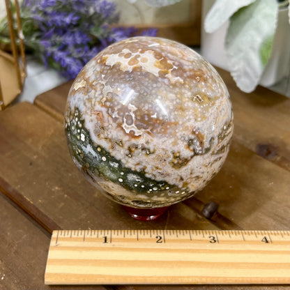 Large Veinless Ocean Jasper Sphere | Druzy Ocean Jasper