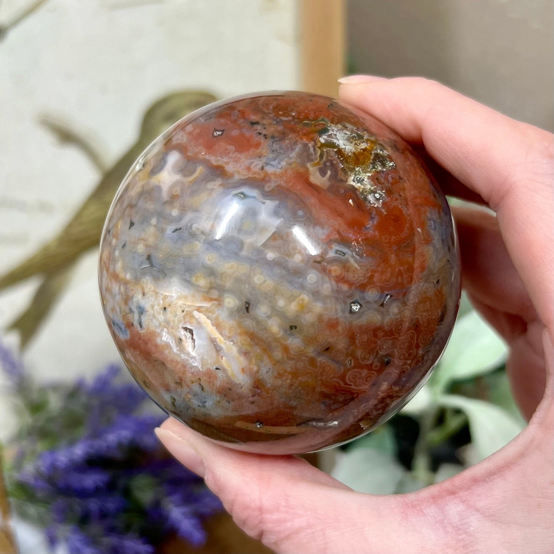 Veinless Ocean Jasper Sphere | Red Ocean Jasper