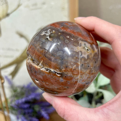 Veinless Ocean Jasper Sphere | Red Ocean Jasper