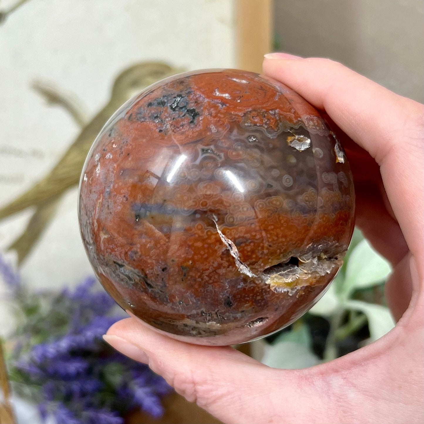 Veinless Ocean Jasper Sphere | Red Ocean Jasper