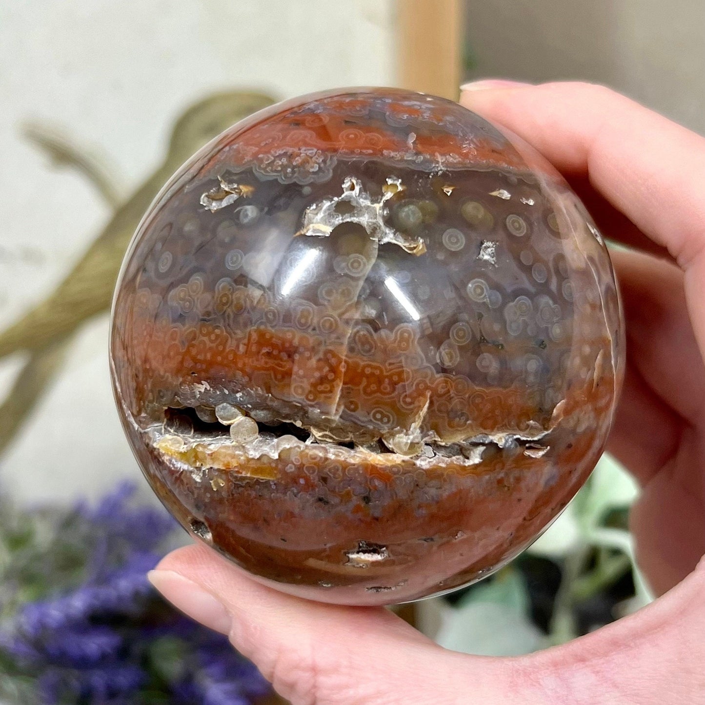 Veinless Ocean Jasper Sphere | Red Ocean Jasper