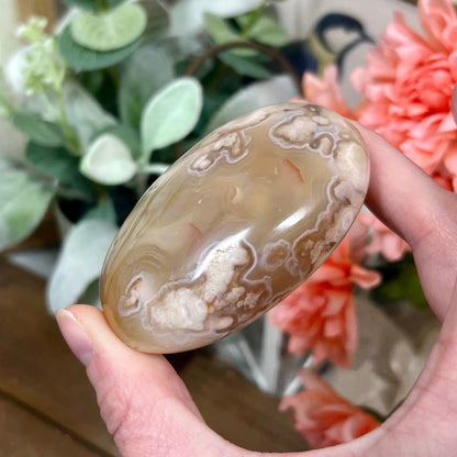 Druzy Flower Agate Palm Stone