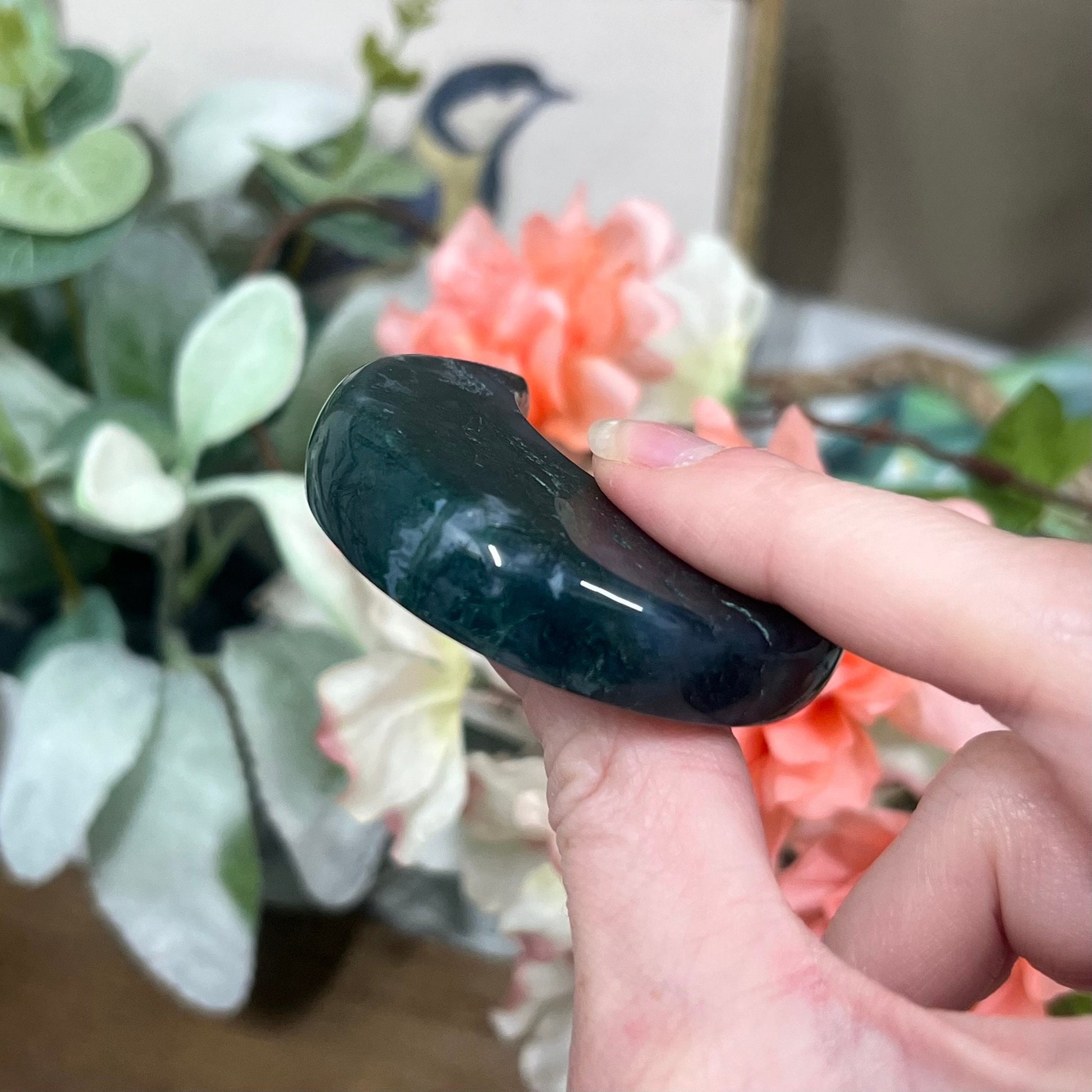 Moss Agate Moon | Crystal Moon Carving