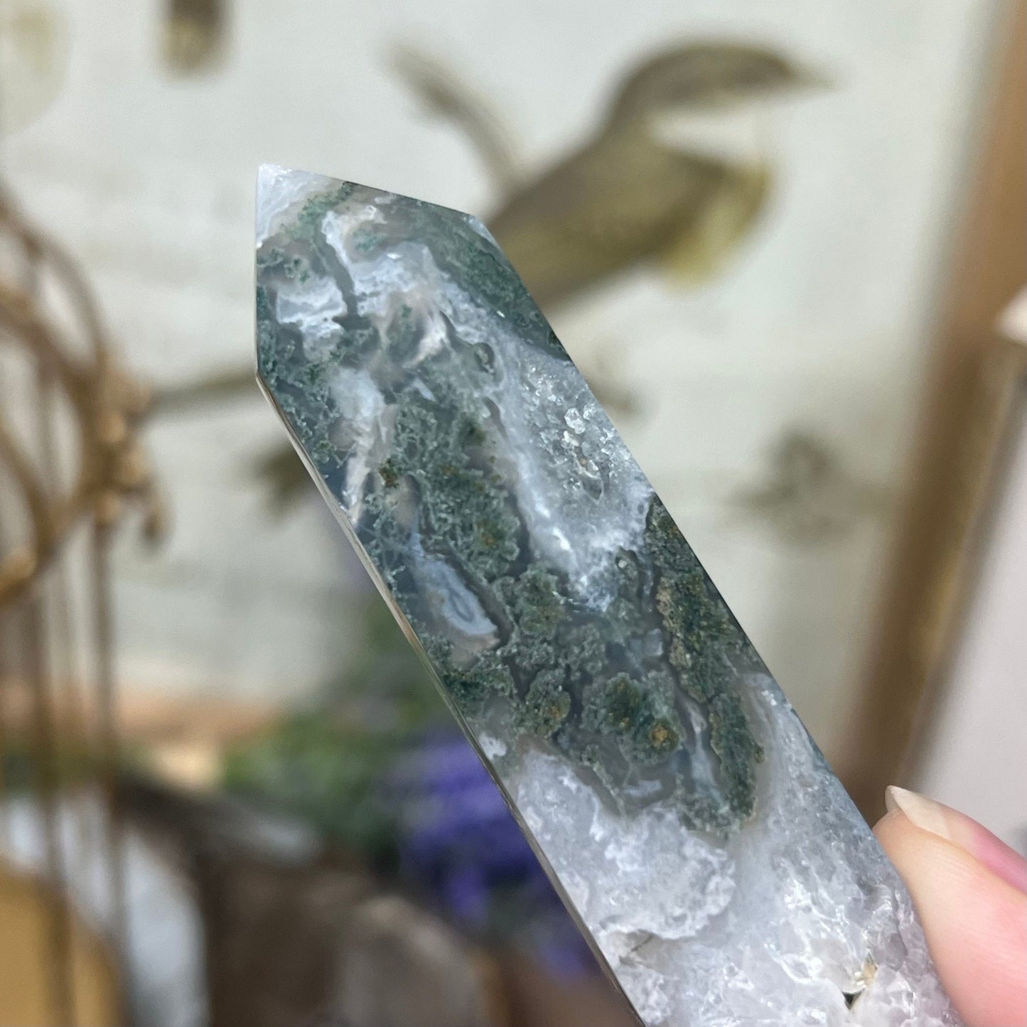 Moss Agate DT | Double Terminated Crystal