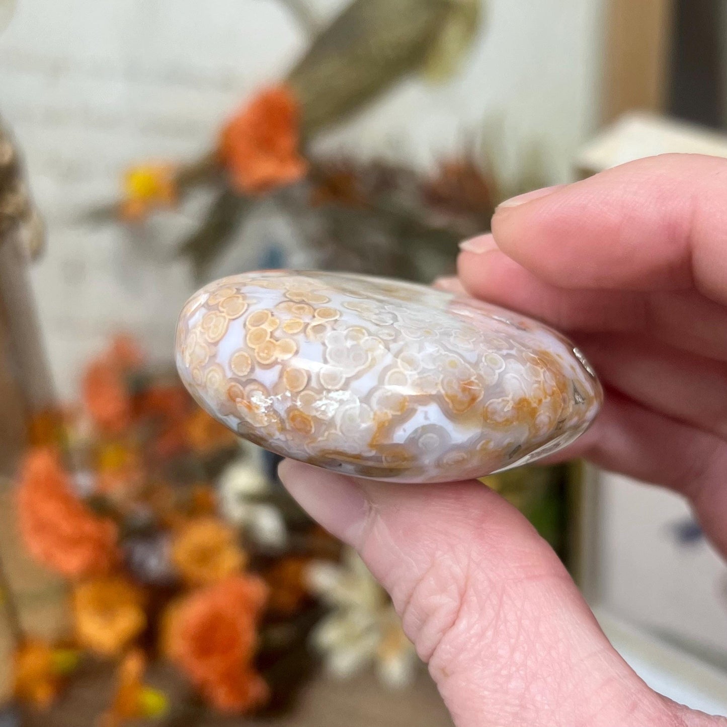 Veinless Ocean Jasper Palm Stone | Marovato OJ