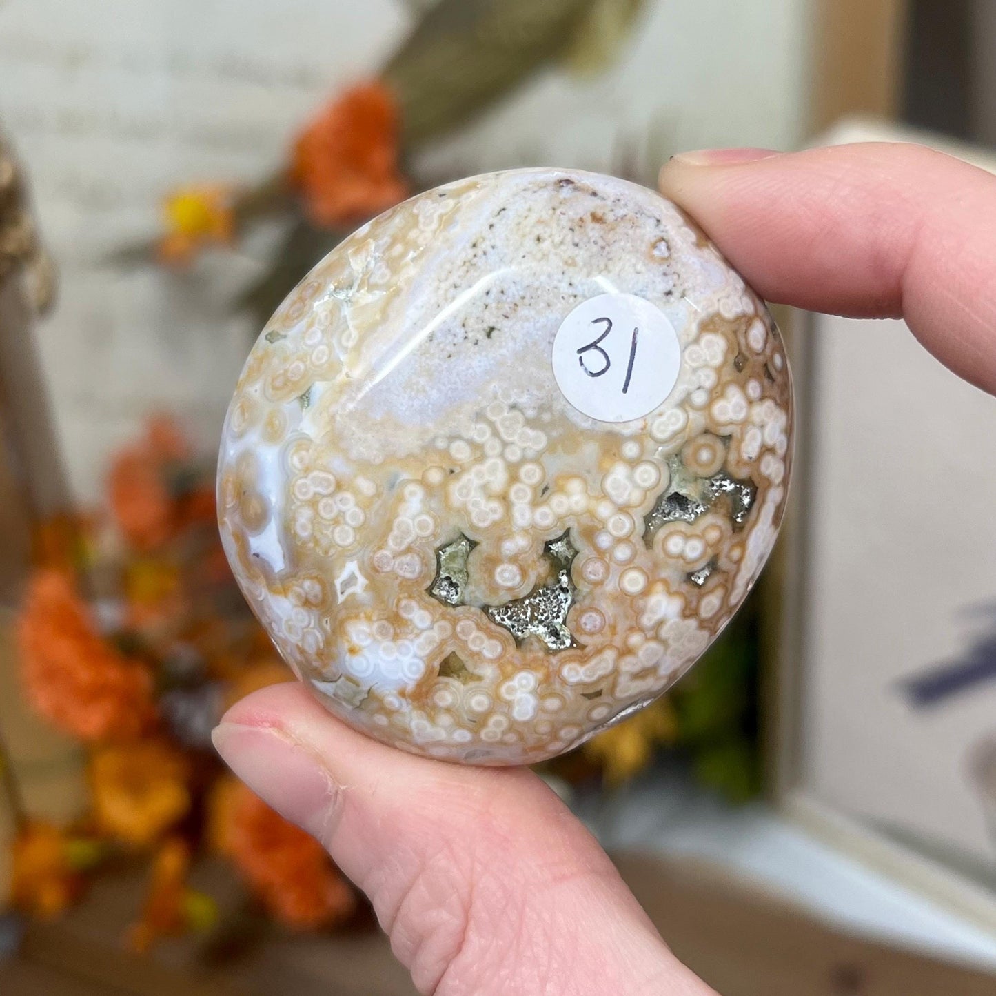 Veinless Ocean Jasper Palm Stone | Marovato OJ