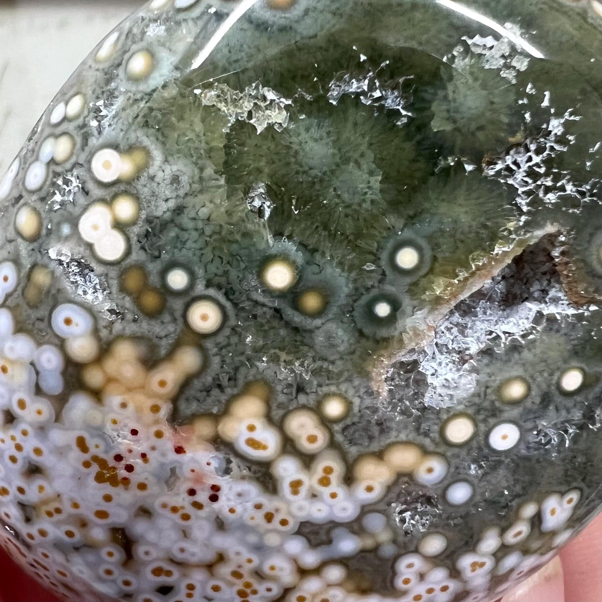 Veinless Ocean Jasper Palm Stone | Marovato OJ