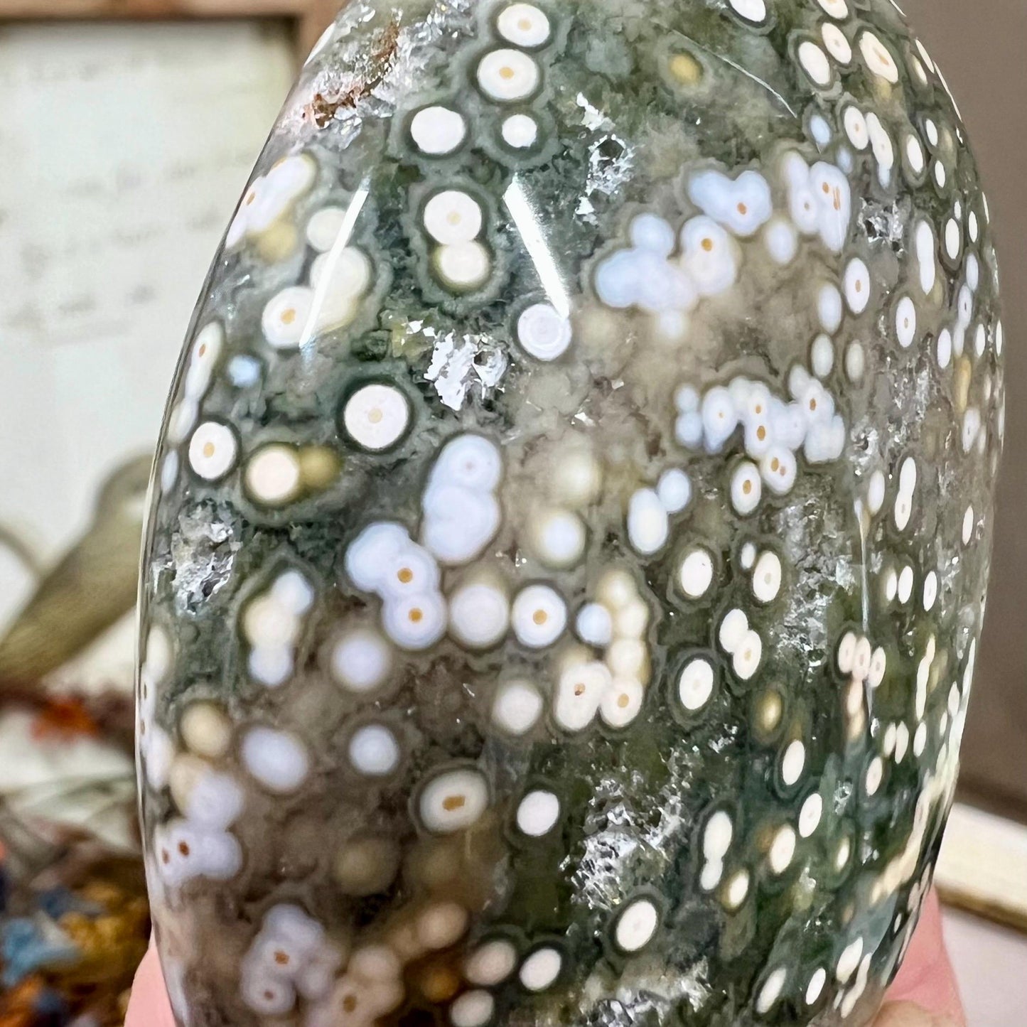 Veinless Ocean Jasper Palm Stone | Marovato OJ