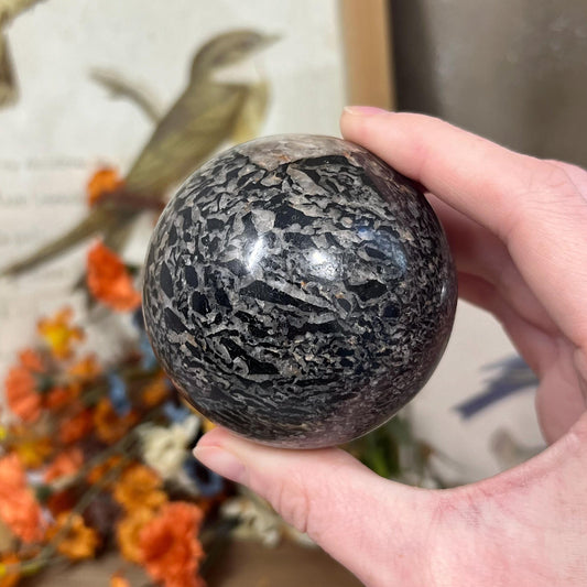 Calligraphy Quartz Sphere | Black Tourmaline in Quartz