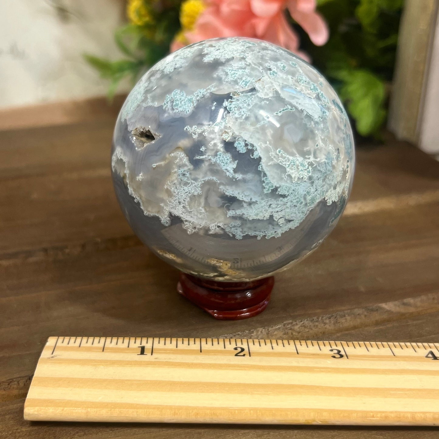 Unique Moss Agate Sphere | Druzy Moss Agate