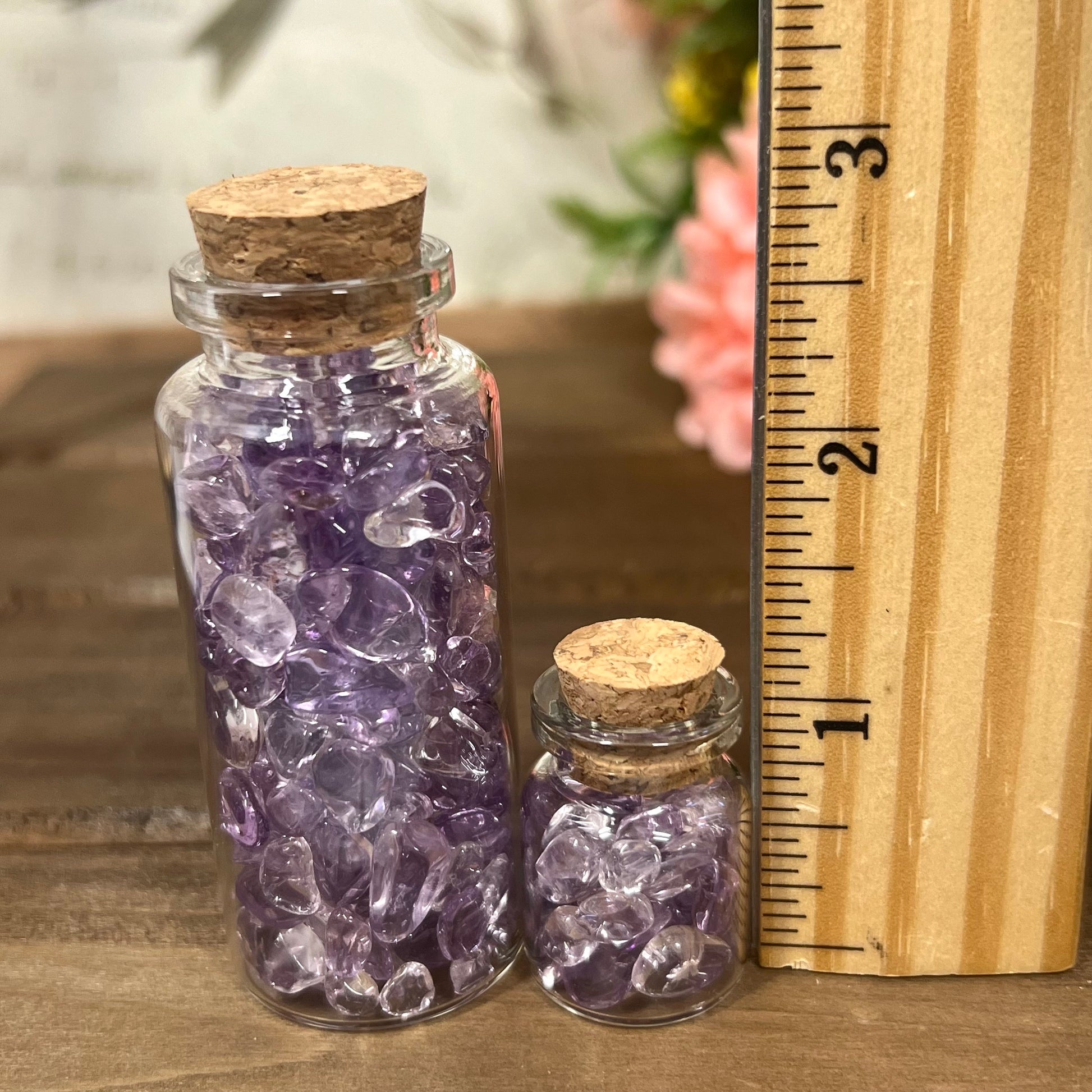 High Quality Amethyst Chips in Glass Bottle | Brazilian Amethyst