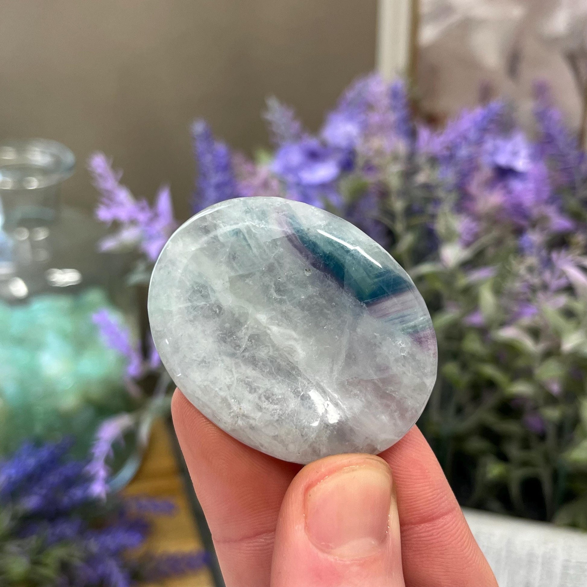 Rainbow Fluorite Worry Stone | Crystal Worry Stone