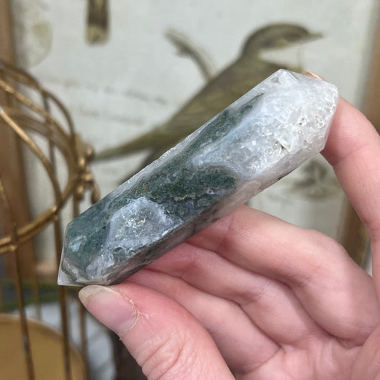 Moss Agate DT | Double Terminated Crystal