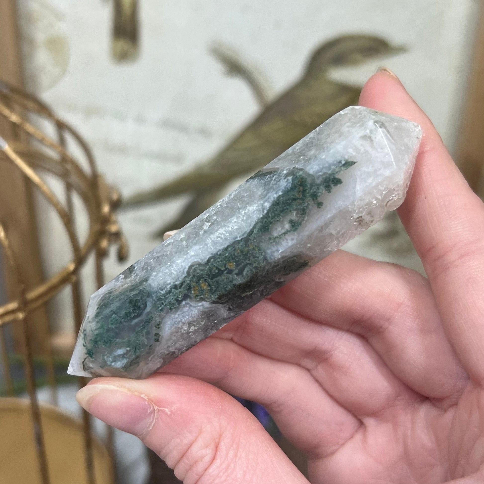 Moss Agate DT | Double Terminated Crystal