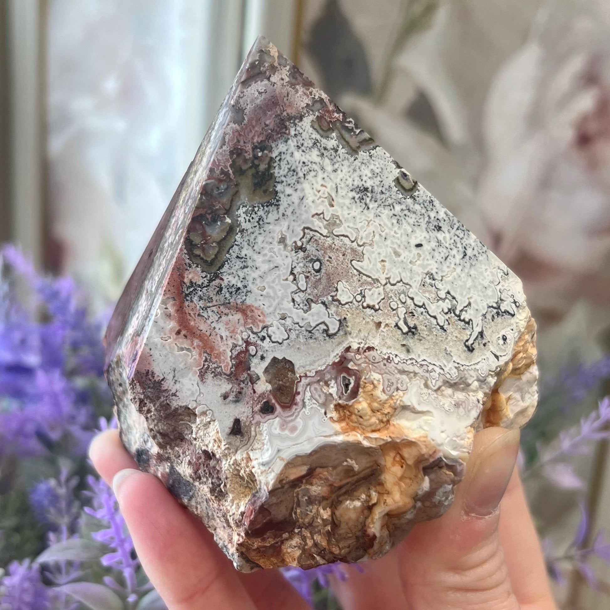 Top Polished Mexican Lace Agate Point | Botryoidal Agate