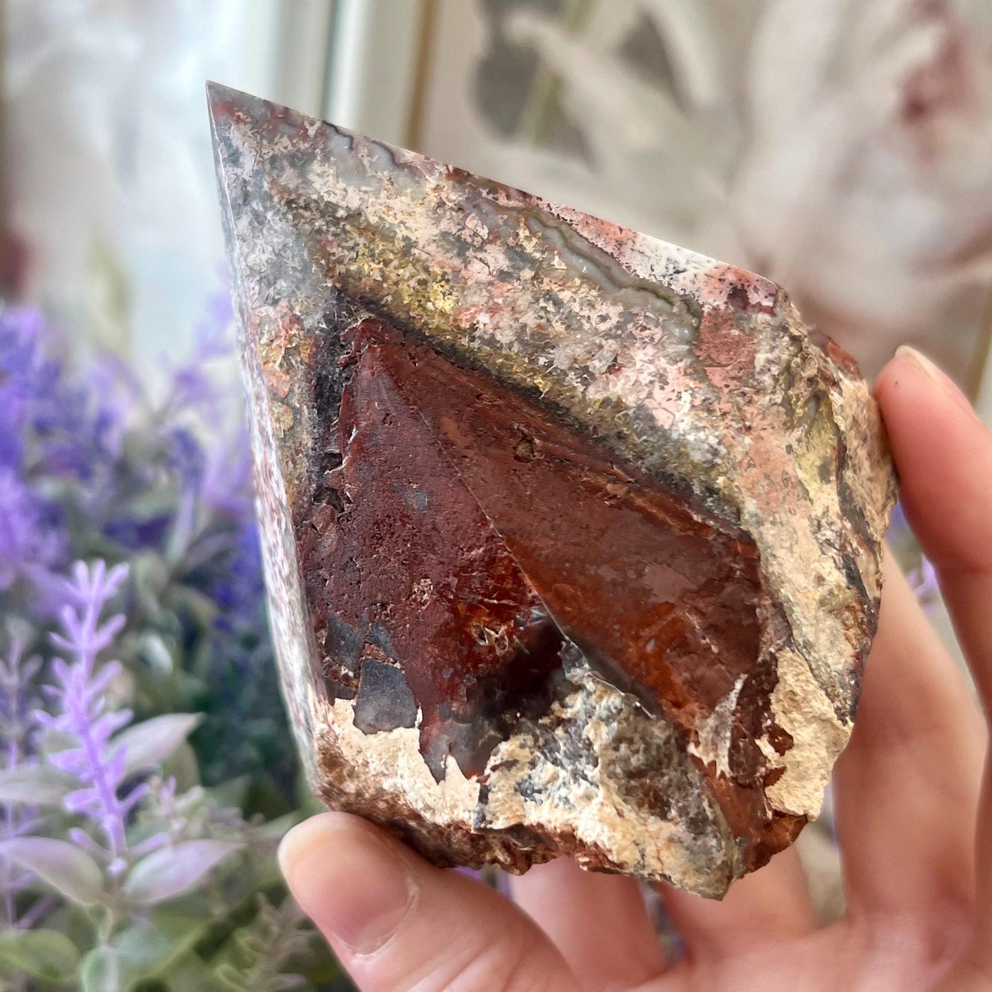 Top Polished Mexican Lace Agate Point | Botryoidal Agate