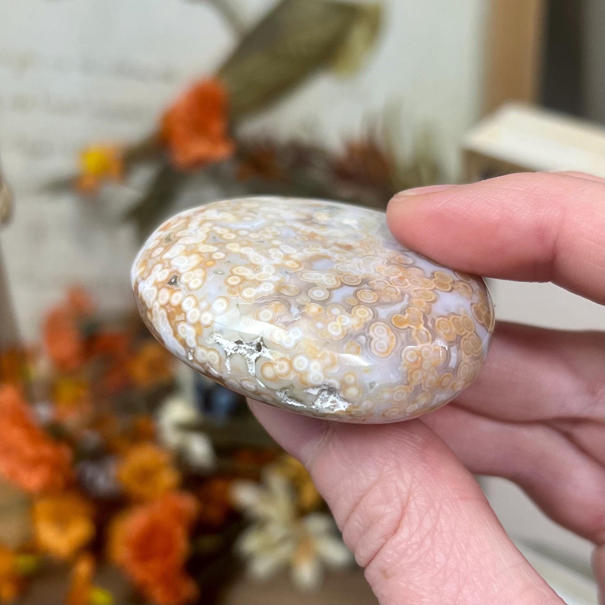 Veinless Ocean Jasper Palm Stone | Marovato OJ