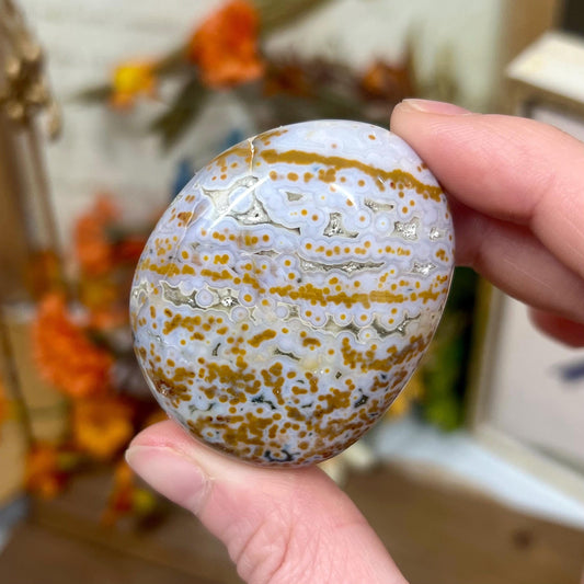 Veinless Ocean Jasper Palm Stone | Marovato OJ