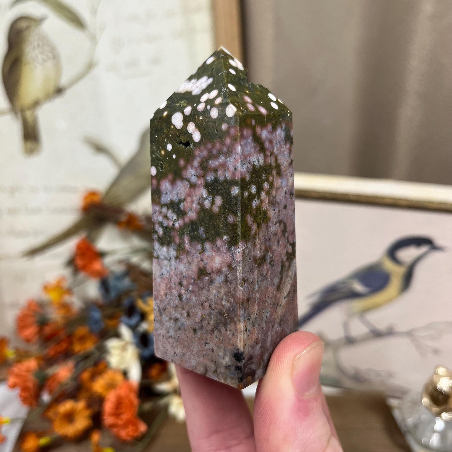 High Quality Orbicular Sea Jasper Tower | Colorful Sea Jasper