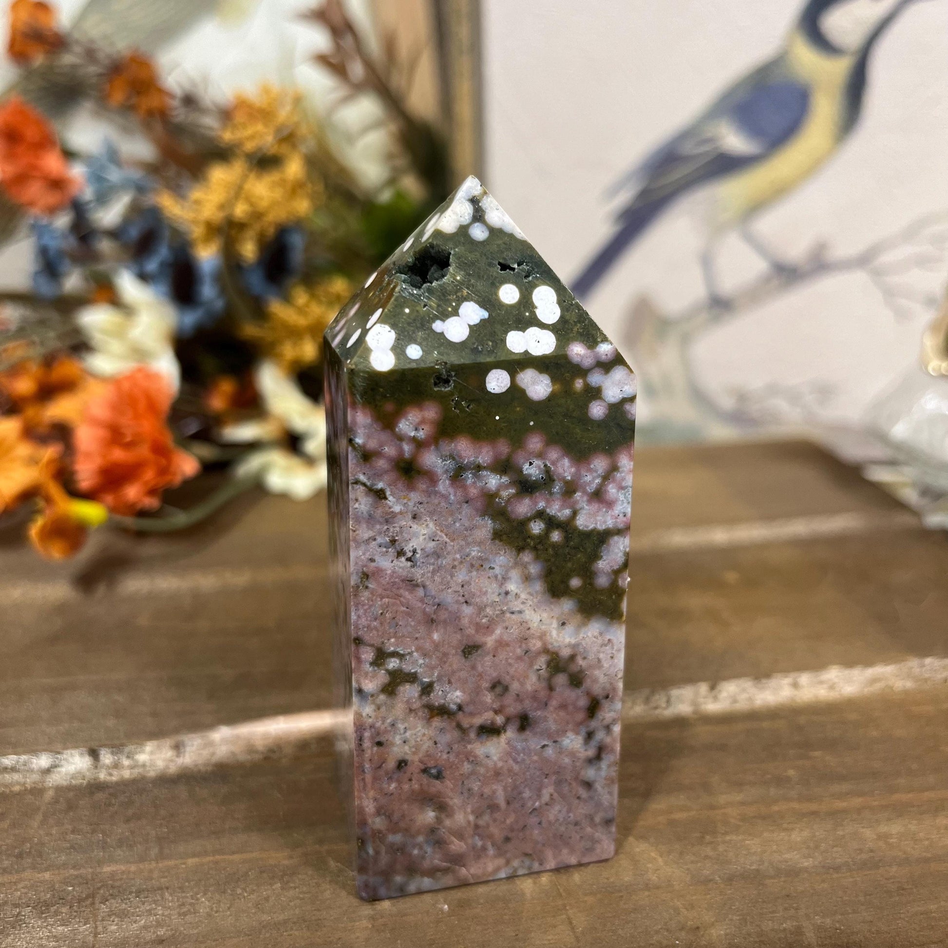 High Quality Orbicular Sea Jasper Tower | Colorful Sea Jasper