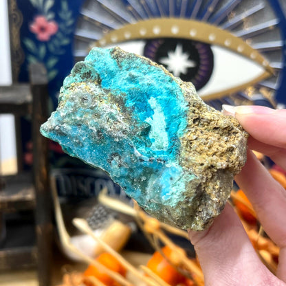 Sparkly Druzy Blue Chrysocolla Specimen | Congo Minerals | Druzy Chrysocolla Malachite