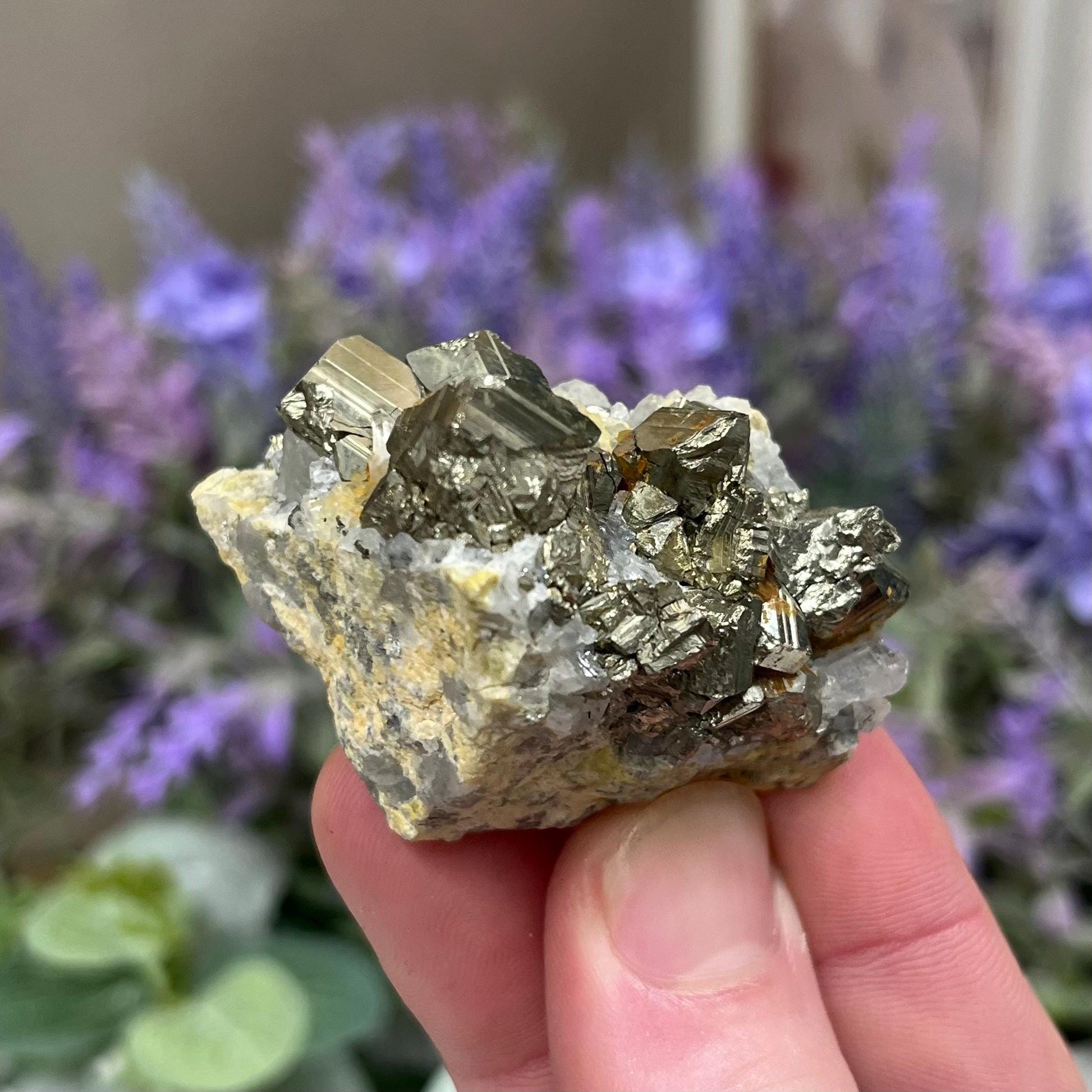 Pyrite on Quartz Cluster | Natural Pyrite