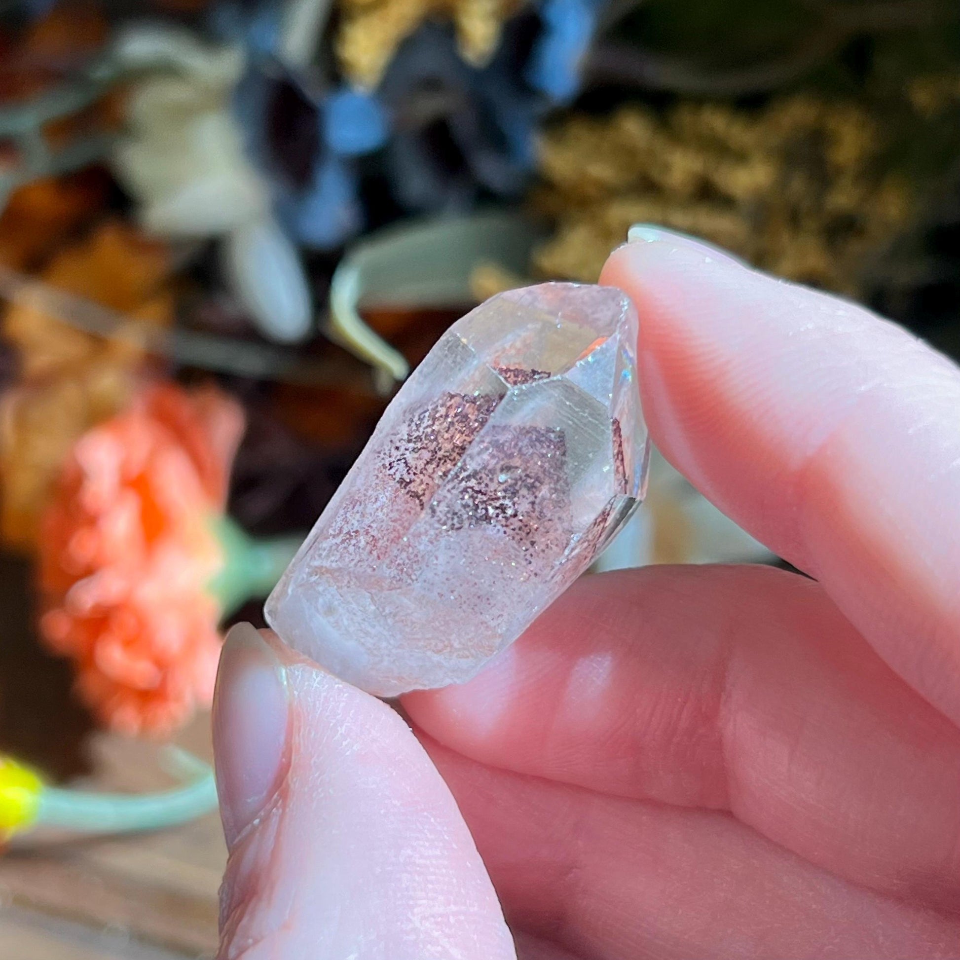 Small Sunset Phantom Quartz Point from India | Quartz Specimen