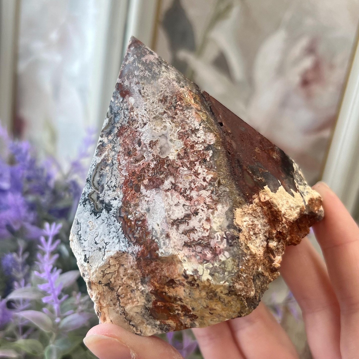 Top Polished Mexican Lace Agate Point | Botryoidal Agate