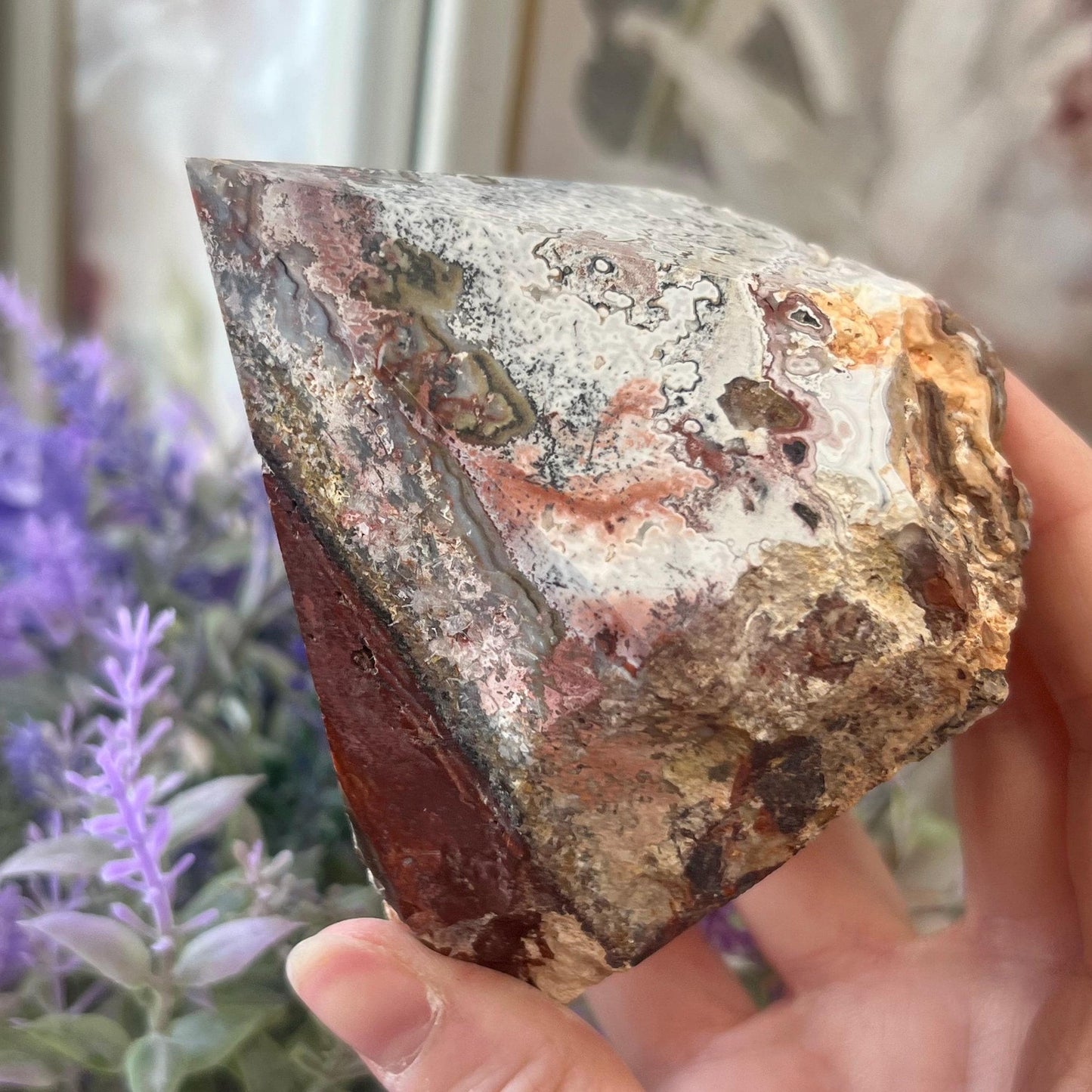 Top Polished Mexican Lace Agate Point | Botryoidal Agate