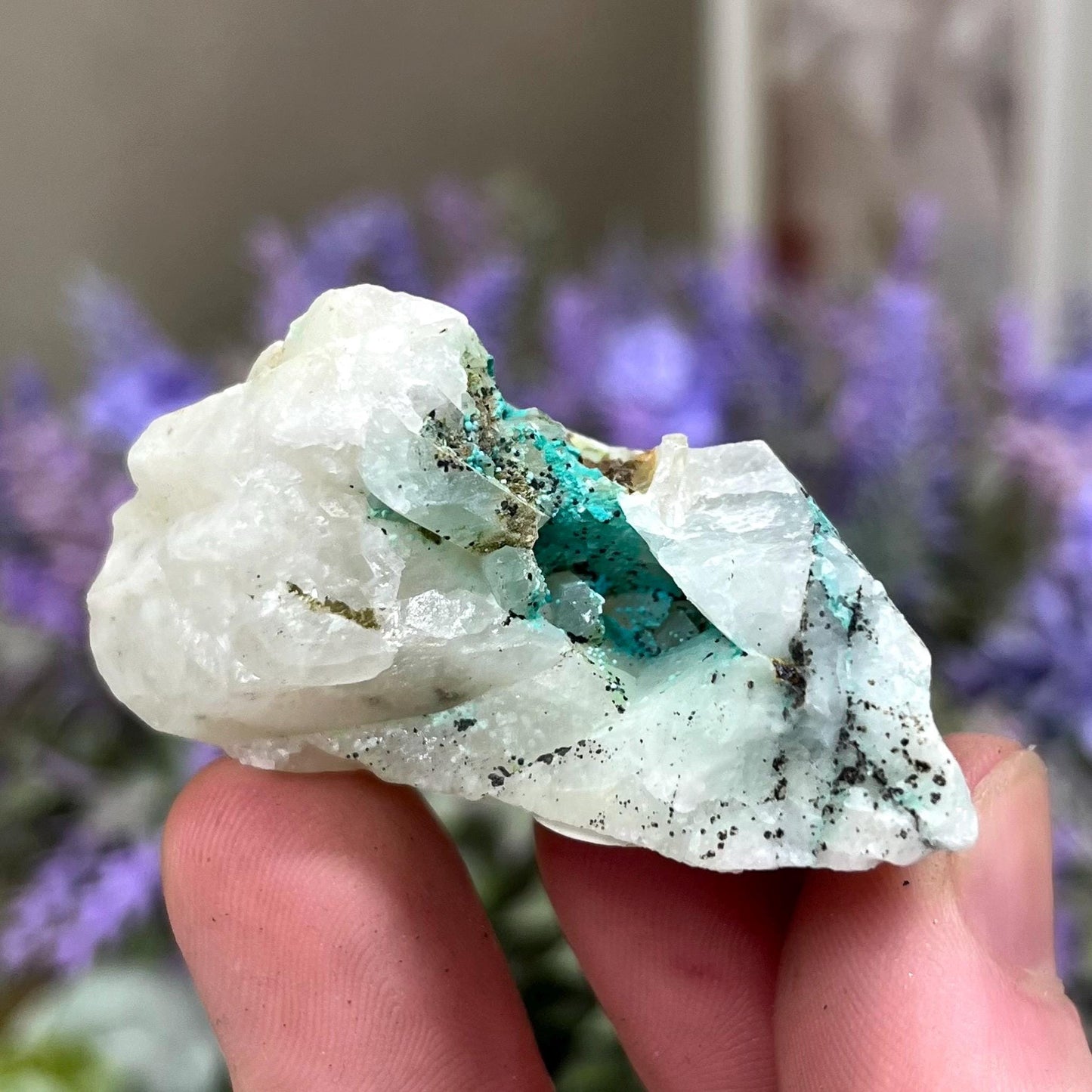 Raw Chrysocolla in Quartz Chunk from Peru