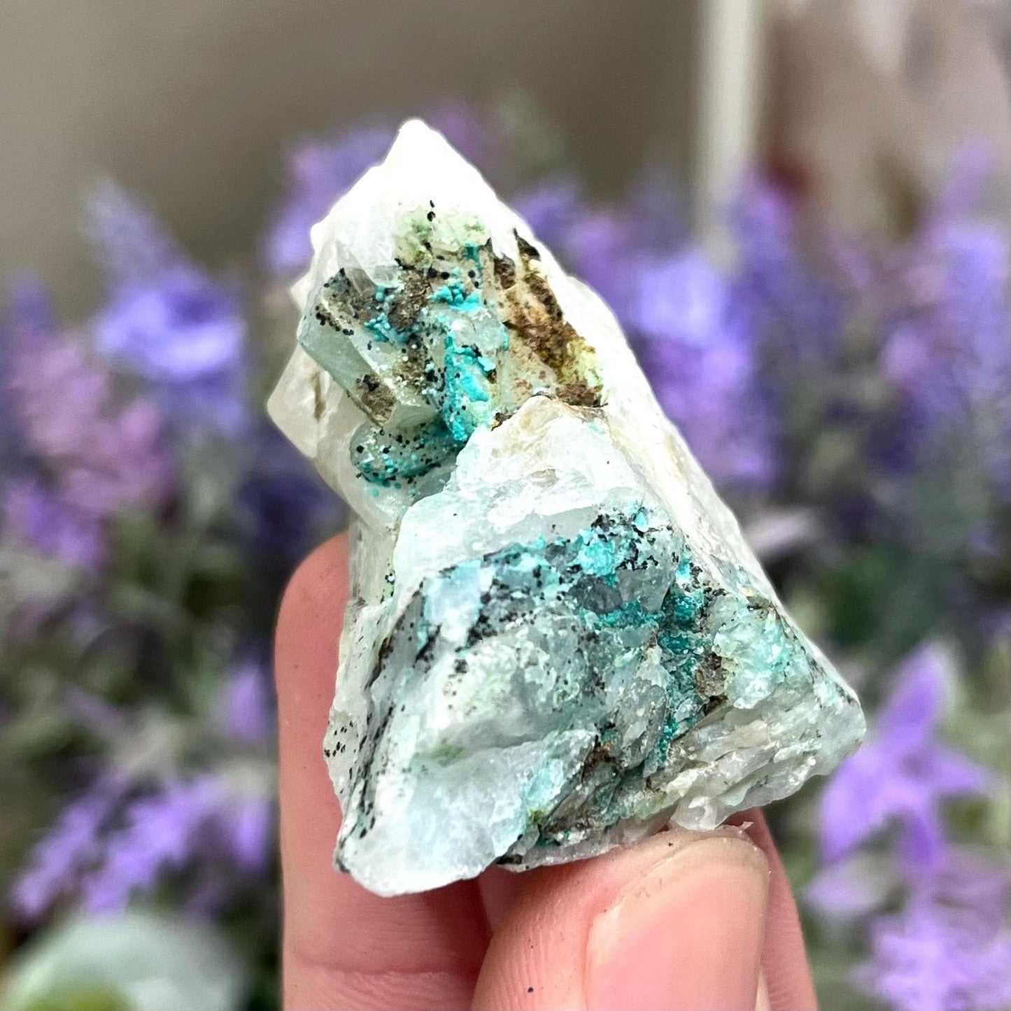 Raw Chrysocolla in Quartz Chunk from Peru