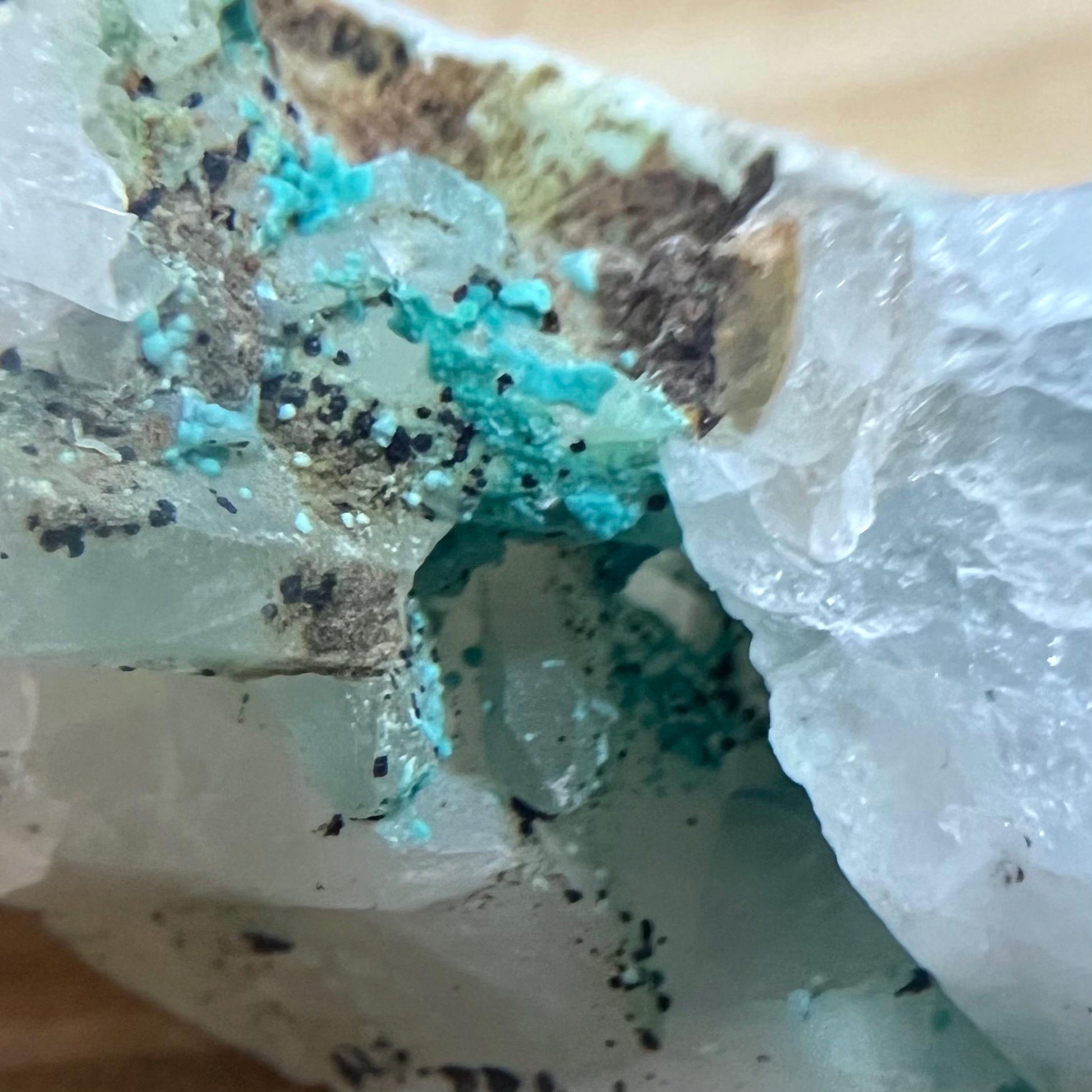 Raw Chrysocolla in Quartz Chunk from Peru