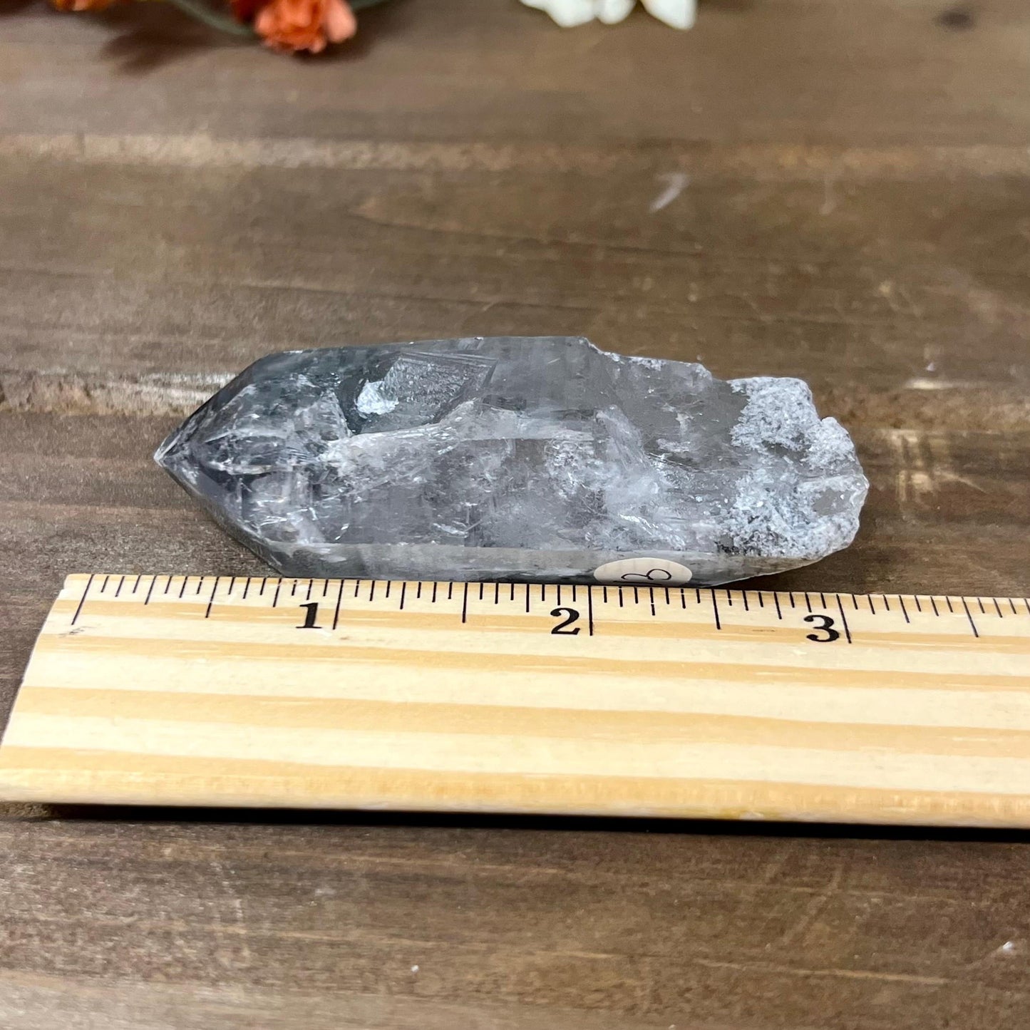 Raw Quartz Point with Black Lodolite and Rutile Incluions from Brazil