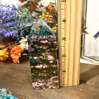 High Quality Orbicular Sea Jasper Tower | Colorful Sea Jasper