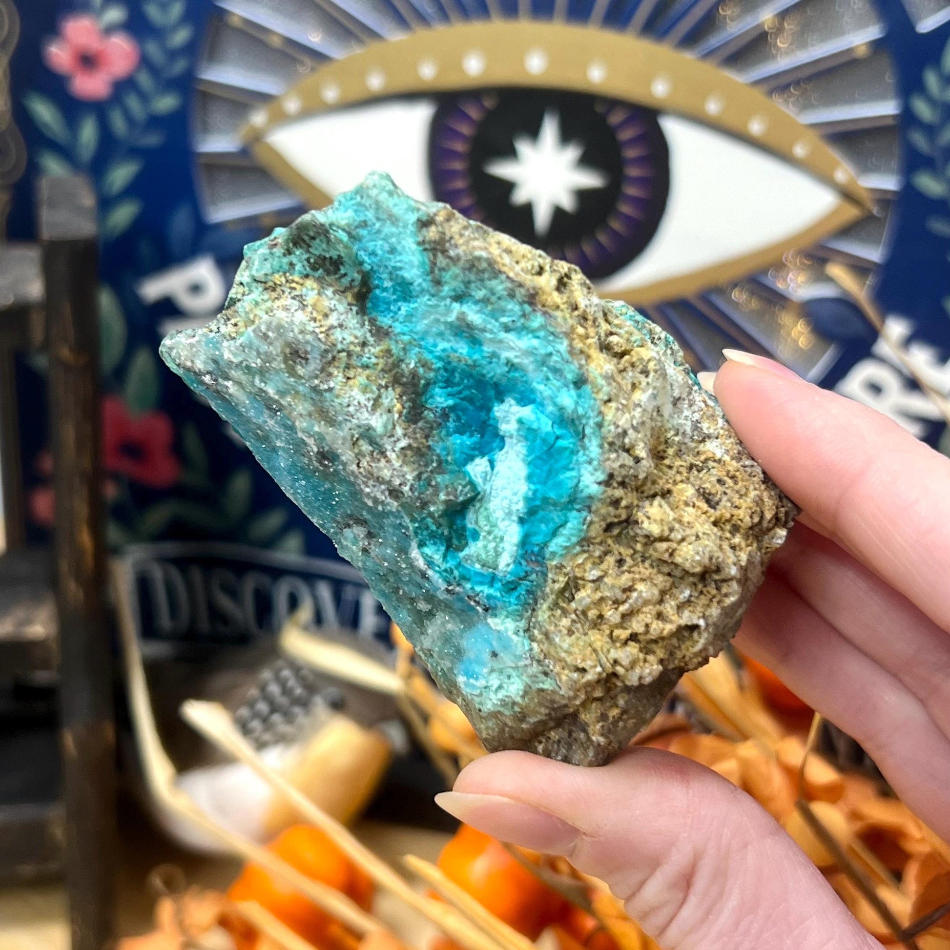 Sparkly Druzy Blue Chrysocolla Specimen | Congo Minerals | Druzy Chrysocolla Malachite