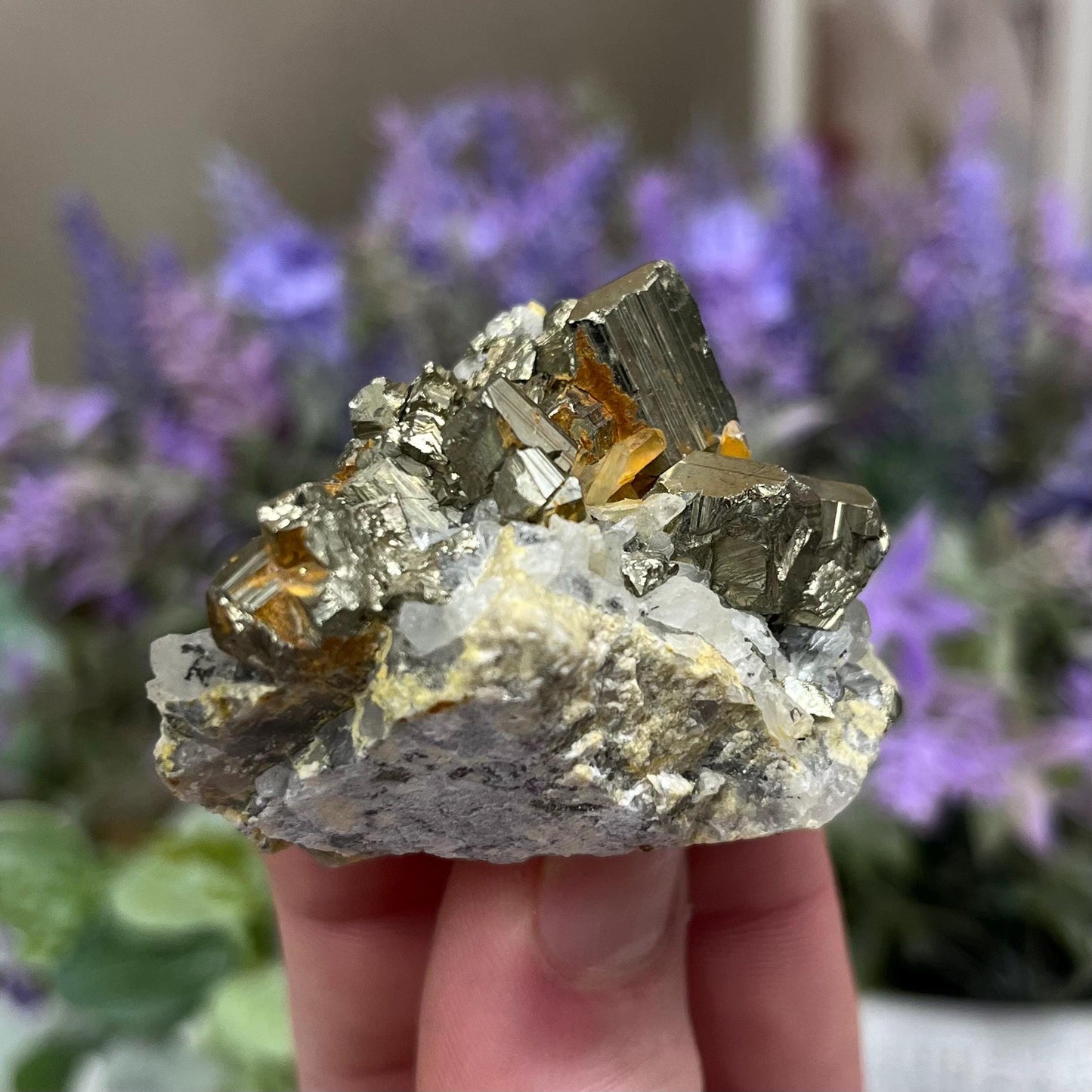 Pyrite on Quartz Cluster | Natural Pyrite